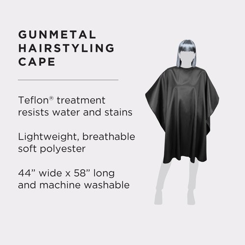 Fromm Professional Client Hair Styling and Hair Cutting Cape, Water and Stain Repellent Coating for Shampoo Bowl and Wet/Dry Cutting, 44" x 58", Gunmetal Grey