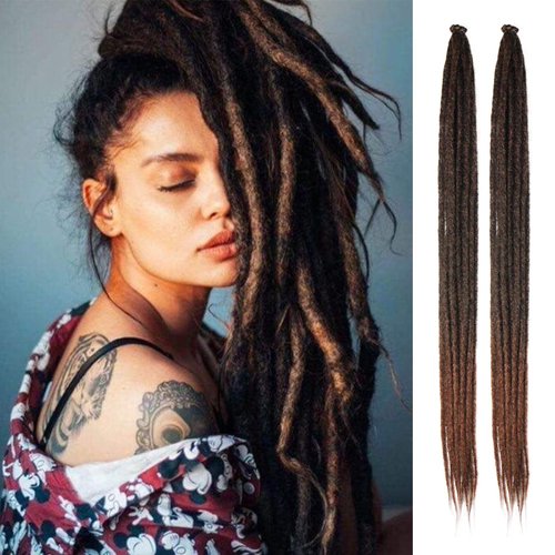 SAVASANA 30 Inch Dreadlock Extensions 20 Strands Boho Style Crochet Hair Dreads Synthetic Single ...