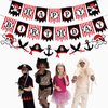 Zwiebeco Red Black White Happy Birthday Banner Pirate Bunting Garland Banner for Boys Girls Kids Teenagers Mens Womens Adults Birthday Decor Pirate Themed Birthday Party Decorations Supplies