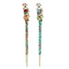 Opexicos 2Pcs Retro Women Enamel Crystal Peacock Hair Stick Hairpin Chinese Style Handmade Hair Accessories