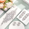5 Pcs Crystal Rhinestone Applique Silver Wedding Applique Iron on Rhinestone Sash Applique Rhinestone Hair Applique for Bridal Wedding Dress Clothes Shoes(Exquisite Style)