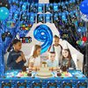 Video Game 9th Birthday Party Decorations Blue Black Cheers to Level 9 Banner Hanging Swirls Balloons Garland Arch Foil Curtains Backdrops Tablecloth Kit for Boys 9 Years Old Game Controller Supplies