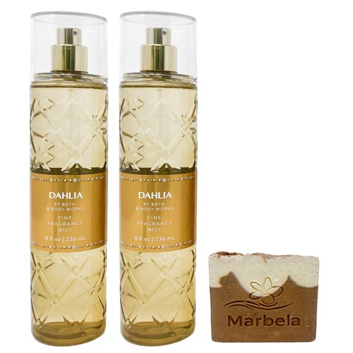 Bath & Body Works Dahlia - 2 Pack Of Fine Fragrance Mist With a Yamma Jamma Bar Soap.