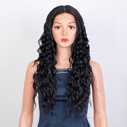 REMY FORTÉ Lace Front Wigs for Women Side/Middle Parting Wig Curly/Wavy/Straight Long Hair Synthetic Wig Heat Resistant Fiber Natural Hairline (28 Inch, Black)