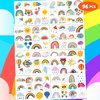 8 Sheets (96PCS) Rainbow Temporary Tattoos Theme Birthday Party Decorations Supplies Party Favors Decor Tattoo Stickers For Kids Girls Boys Gifts Classroom School Prizes Rewards