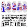 JERCLITY 6pcs 4th of July Nail Stamping Plates Independence Day Nail Stamping Kit Patriotic American Flag Stars Statue of Liberty Image Plates Nail Art Design Template Print Nail Stamper Kit for Women
