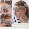 NAISKA 1920s Mesh Rhinestone Headband Cap Silver Tassel Crystal Head Chain Wedding Brides Headpieces Vintage Prom Costume Halloween Style Hair Accessories Jewelry for Women and Girls