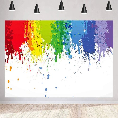 Paint Splatter Backdrop for Party Painting Art Party Decorations MEETSIOY 7x5ft Abstract Cartoon Painting Photography Background Themed Party Banner Photo Booth Backdrop PMT880