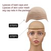 GJD Bald Cap Makeup Latex Wig, Halloween Costume for Adults, Mesh Headband with Velcro Closure Tan/White