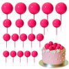 ASTARON 20 Pcs Ball Cake Topper Decorations Mini Balloons Cake Topper Sticks Hot Pink Balls Cake Picks Cake Topper Balls Cake Decorations for Wedding Birthday Cake Decorations