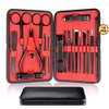 Manicure Pedicure Kit Nail Clippers Set 18 in 1 High Precision Stainless Steel Cutter File Sharp Scissors for Men & Women Fingernails & Toenails Vibrissac Scissors with Stylish Case (Red_18in1)