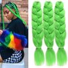 Green Jumbo Braiding Hair 24Inch Synthetic Pre stretched Crochet Braids Hair High Temperature Synthetic Fiber Box Twist Braids Hair Extensions for Woman (24Inch,Lime)
