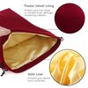 Segbeauty Blow Dryer Bag, Hair Dryer Storage Bag, 11.8x15.7 inches Satin Lined Storage Bags with Drawstring Wine Red Velvet Pouch Bag Travel Organizer for Diffuser, Straighteners, Clothes