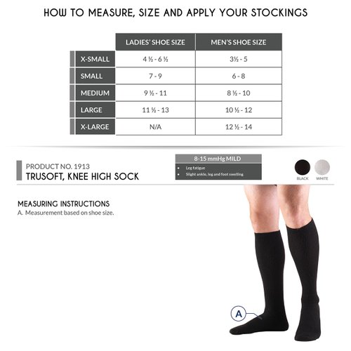 Truform Medical Compression Socks for Men and Women, 8-15 mmHg Knee High Over Calf Length, White, X-Small