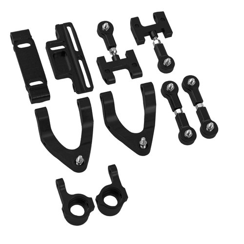 Vgoohobby Upper & Lower Swing Arm Wheel Hex Adapter Steering Block Swing Arm Mount Steering Cup w/Bearing Set Compatible with WPL D12 1/10 RC Car Upgrade Part (Black)