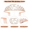 75th Birthday Sash and Crown for Women Rose Gold 75th Birthday Tiara and Sash Set Gifts for Her 75 & Fabulous Sash Birthday Decorations Happy Birthday Crown and Sash Accessories Birthday Gift