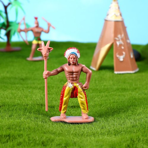 Totority Indians Action Figure Model Playset: 13pcs Native Figures Decoration Wild West Adornments for 15+