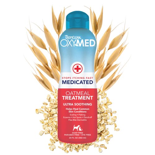 TropiClean Oxymed Medicated Cat & Dog Conditioner For Itchy Skin | Skin Soothing Oatmeal Conditioner For Dogs & Cats | 20 oz