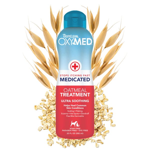 TropiClean Oxymed Medicated Cat & Dog Conditioner For Itchy Skin | Skin Soothing Oatmeal Conditioner For Dogs & Cats | 20 oz