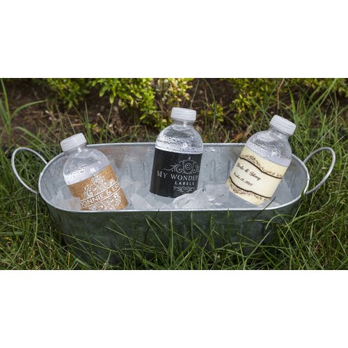 100 Burlap Tangerine Wedding Anniversary Engagement Party Water Bottle Labels 8"x2"