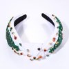 Christmas Tree Knotted Headband for Women Pearl Rhinestone Jewelry Christmas Tree Beaded Hairband Winter Holliday Wide Knot Headband Christmas Party Favors Gifts