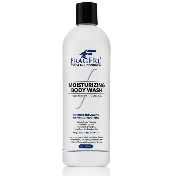 FRAGFRE Moisturizing Body Wash 16 oz: Gentle Body and Facial Cleanser - Sulfate-Free and Fragrance-Free - Suitable for Normal, Oily, Dry, and Sensitive Skin Types - Vegan, Gluten-Free, and Cruelty-Free - Unscented and Hypoallergenic (1 Pack 16 oz)