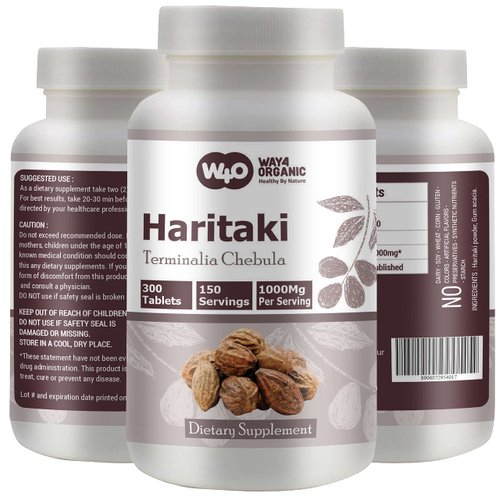 WAY 4 ORGANIC W4O Haritaki Capsules (Tablets) – Terminalia Chebula, 300 Pills, 150 Servings, 1000 mg (Pack of 1)