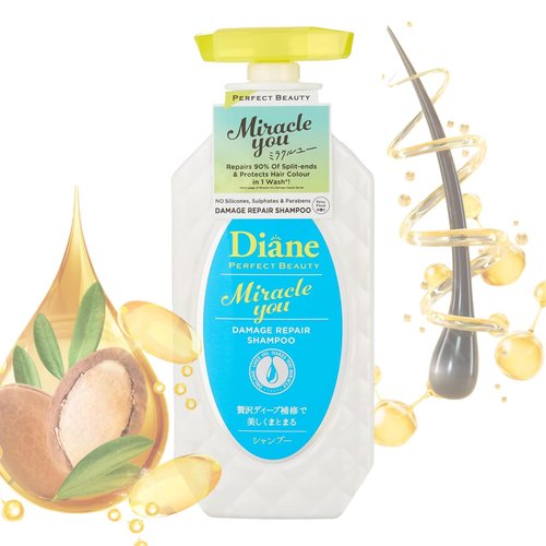 MOIST DIANE Miracle You Hair Shampoo with Pump, Hair Shampoo for Damaged, Dry and Color Treated Hair, Japanese Hydrating & Moisturizing Natural, Organic Shampoo, 15.2 fl oz/450 mL