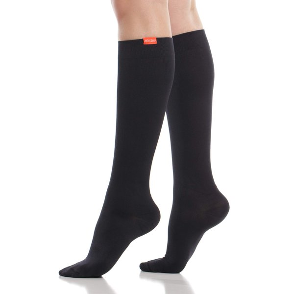 VIM & VIGR Merino Wool 15-20 mmHg Compression Socks for Women & Men (Solid Black, Small/Medium Wide Calf (4))