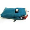 Women 100% Pure Leather Cigarette Case Lighter Match Pocket Zipper Coin Pouch -4 Color (Teal)