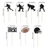Gyufise 28Pcs Rugby Ball Cupcake Toppers Black Football Players Sport Cupcake Picks Football Cupcake Toppers Super Rugby Touch Down Sports Theme Baby Shower Birthday Party Cake Decorations Supplies