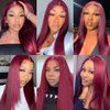 Estelle Wig 13x6 Burgundy Silk Straight Human Hair Wigs Glueless Lace Front Hair 150% Density Pre Plucked Hair for Black Women (14inch, 13x6 lace front wig)
