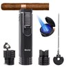 All-in-one Cigar Torch Lighter with Triple Flame, 2 Cigar Holders, Cigar Draw Enhancer, Cigar Punch, Cigar Accessories for Men's Gifts, Refillable Windproof Butane Cool Lighters for Smoking, Candles