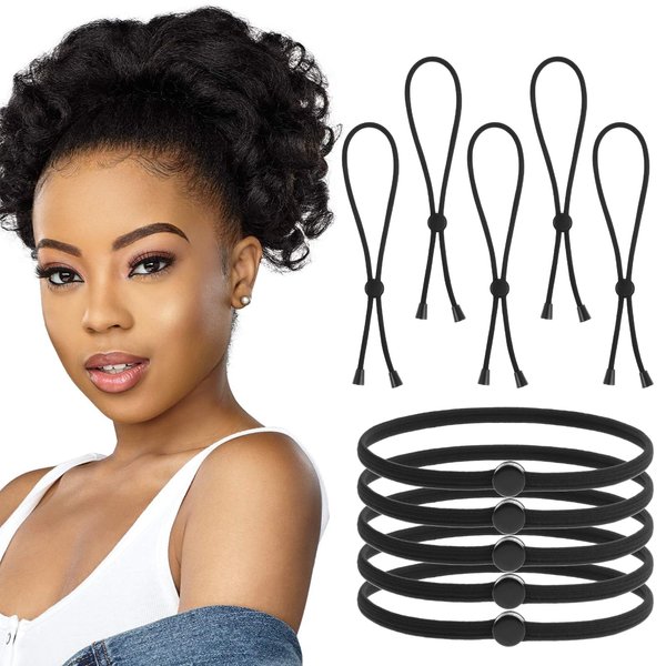 LLOUSSAK10PCS Adjustable Hair Tie, Puff Cuff Curly Hair Accessories, Afro Puff Ponytail Ties, Puff Cuff for Natural Hair, Length hair ties for Hair Headband Pineapples Hairstyles for Black Women