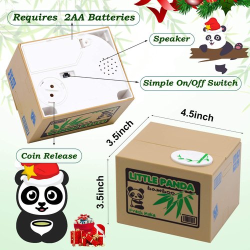 Panda Piggy Bank,Panda Bank Stealing Coin,Panda Coin Bank, Little Panda Bamboo Bank, Automatic Money Saving Piggy Bank for Boys, Girls, Great Gift for Children(Panda Version)