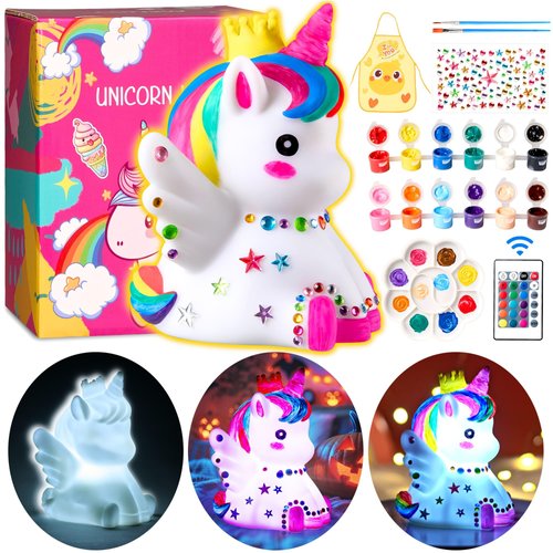 Paint Your Own Unicorn Lamp Kit: Arts and Crafts for Kids Ages 8-12 Unicorn Toys for Girls Age 4-6 Painting Kits for Kids Ages 4-8 - Night Light Birthday Gift for Teens Girls Ages 4 5 6 7 8 9 10+
