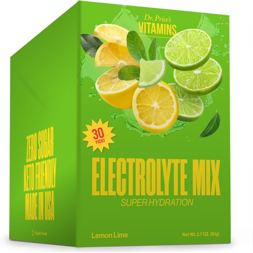 Dr. Price Electrolytes Powder Packets - Electrolytes No Sugar - Hydration Packets - Electrolyte Mix - Keto Electrolytes (30 Packets) Fasting Electrolytes - Water Enhancer, Sports Drink - Lemon-Lime