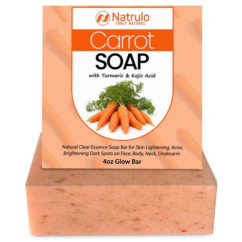 Carrot Soap for Skin Brightening – Natural Carrot Soap Bar for Spots on Face, Body, Neck, Underarm – Carotene Reduces Acne, Brightens Spots, & Evens Skin Tone – Kojic Acid Glow Bar Made in USA