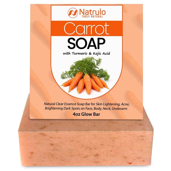 Carrot Soap for Skin Brightening – Natural Carrot Soap Bar for Spots on Face, Body, Neck, Underarm – Carotene Reduces Acne, Brightens Spots, & Evens Skin Tone – Kojic Acid Glow Bar Made in USA