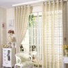 JAIJY 78" Volie Semi Screen 2Pc Tulle Backdrop Curtains Buffalo Check Striped Gingham Sheer Linen Fabric Window Curtain Panel Decorative Grommet Top Bedroom Drapes, 2 Panels, 78 inch Length, Beige