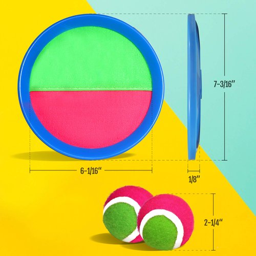 Novelty Place Toss and Catch Ball Set - Paddle Toss and Catch Ball Game - Classic Outdoor Beach Backyard Game for Kids & Adults - 2 Paddles, 2 Balls and 1 Storage Bag