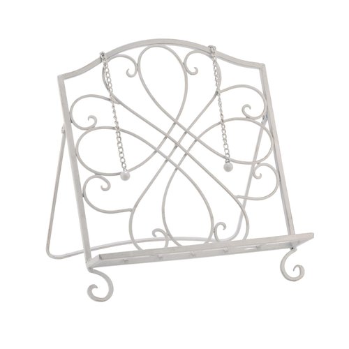 TRIPAR Cream Metal Cookbook Stand, for Use with iPads, Tablets, Catalogs, Cookbooks, Recipe Holders, Portable, Adjustable, Free Standing
