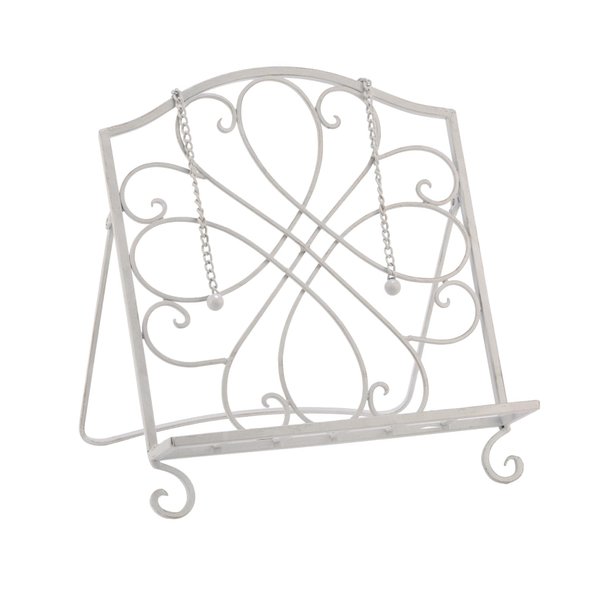 TRIPAR Cream Metal Cookbook Stand, for Use with iPads, Tablets, Catalogs, Cookbooks, Recipe Holders, Portable, Adjustable, Free Standing