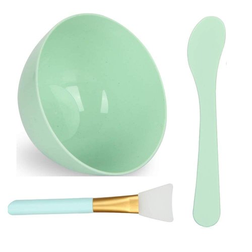 GBSTORE Face Mixing Bowl Set, DIY Facial-masks Mixing Tool Kit With Silicone Bowl Silicone Brushes Spatula (Green)