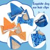 Dog Birthday Party Supplies，Blue Party Decorations Ears Hair Bow Clips for Kid, Boys and Girls Halloween Costume Accessories Animal Cosplay (4 PCS)
