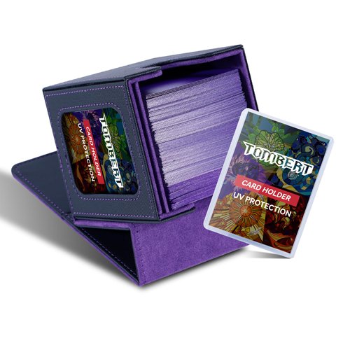 tombert Premium Deck Box Case for MTG Commander - Patented Design, Commander Display with Toploader, As Deck Holder, Fits 100 Double-Sleeved Cards（black&purple）