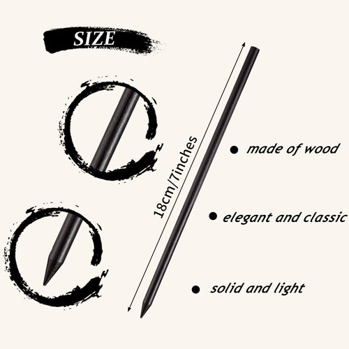 Chuangdi 40 Pieces Vintage Wood Hair Sticks Pencil Hair Sticks Chopstick Hair Clip Long Hairpins, Chinese Hair Chopsticks for Women Bun Hairstyles Decorative Holder, Black