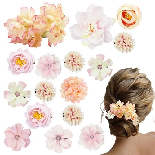Naturahand 16 PCS Flowers Hair Clips for Women and Girls, Hawaiian Hair Barrettes Artificial Flor...