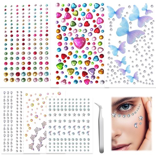 Birthday Gifts for Women, Face Gems Jewels Self Adhesive for Women, Face Adhesive Gems for Hair, Eye, Nail, Body, and Craft DIY Decorations, Birthday Gifts for Women, Besties, Family and Coworkers