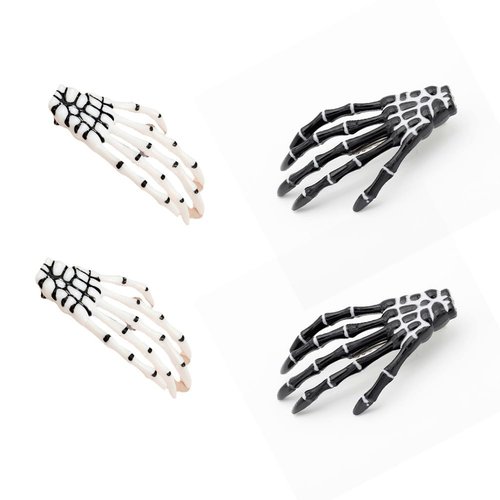 Skeleton Hand Claw Hair Clip Skull Hair Clips for Women Halloween Cosplay Hair Barrettes Goth Hair Accessories for Women Girls 4Pcs Skeleton Bone Hair Clips Horror Hairpins